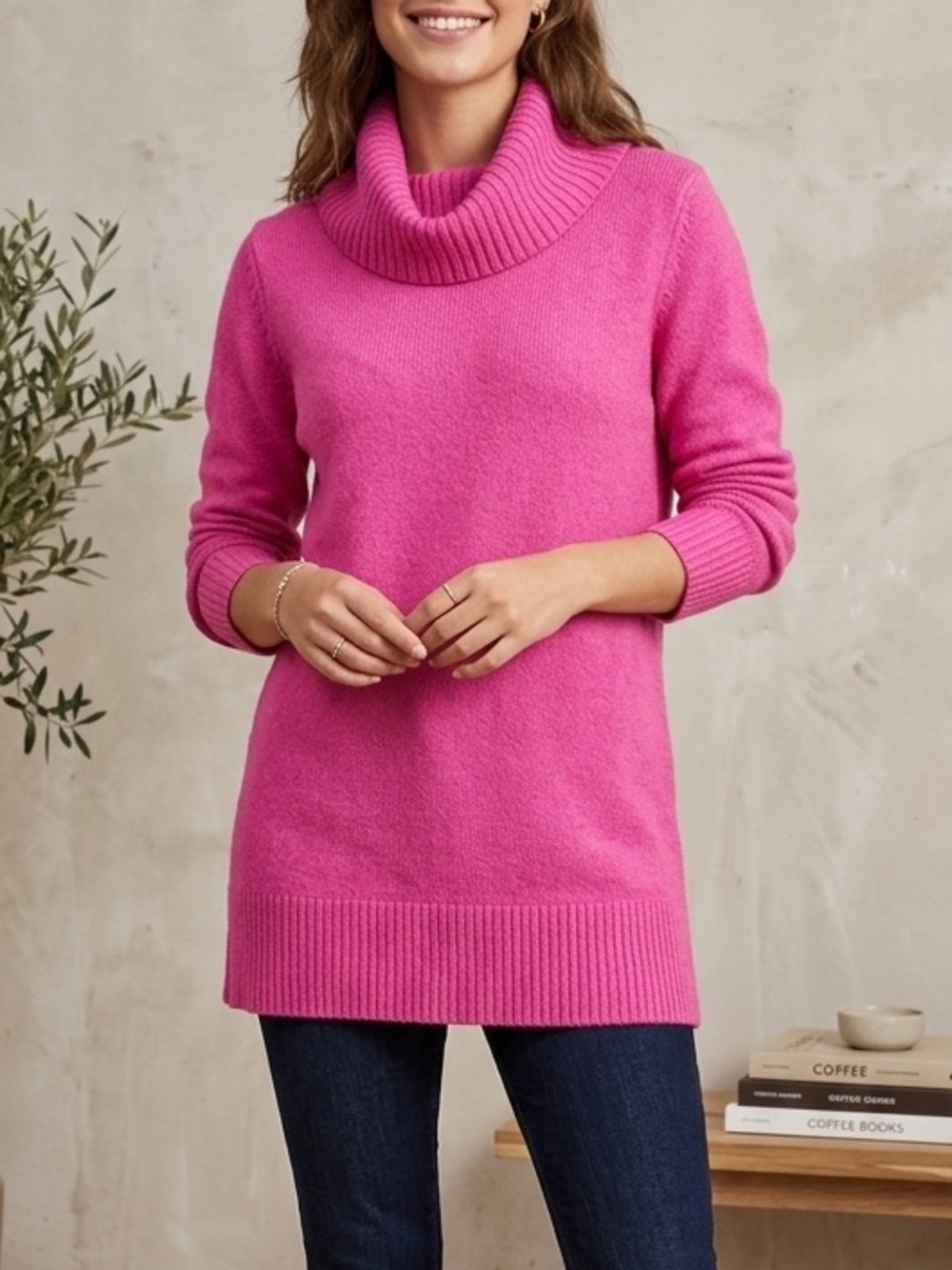 H&M Vibrant Pink Turtleneck Sweater